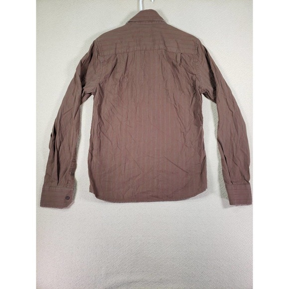 Fossil Shirt Mens Small Cotton Blend Button Up Lightweight Collared Brown - Picture 9 of 12